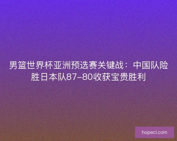 男篮世界杯亚洲预选赛关键战：中国队险胜日本队87-80收获宝贵胜利