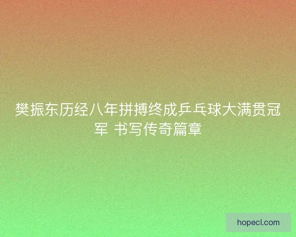 樊振东历经八年拼搏终成乒乓球大满贯冠军 书写传奇篇章
