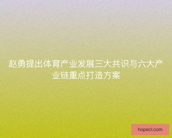 赵勇提出体育产业发展三大共识与六大产业链重点打造方案