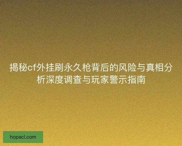 揭秘cf外挂刷永久枪背后的风险与真相分析深度调查与玩家警示指南