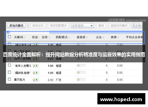 百度统计全面解析：提升网站数据分析精准度与运营效果的实用指南